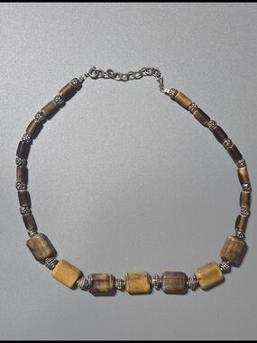 Women’s Beaded  Necklace in Brown and Mustard -